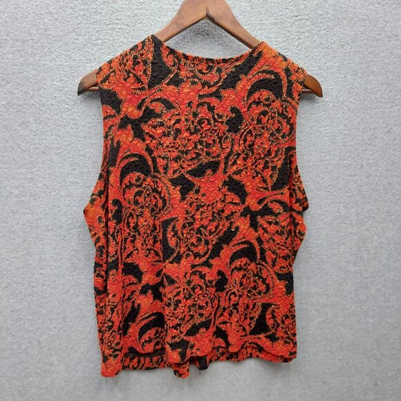 Laura Ashley Woman Sleeveless Orange & Black Floral Pattern Tank Top 1X - Picture 3 of 3
